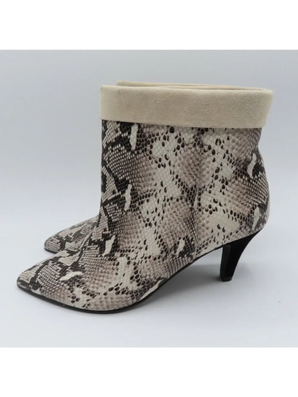 42 Gold Ojai Womens 8.5 Leather Snake Snakeskin Python Print Heeled Ankle Boots